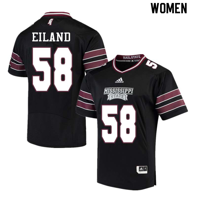 Women #58 Greg Eiland Mississippi State Bulldogs College Football Jerseys Sale-Black